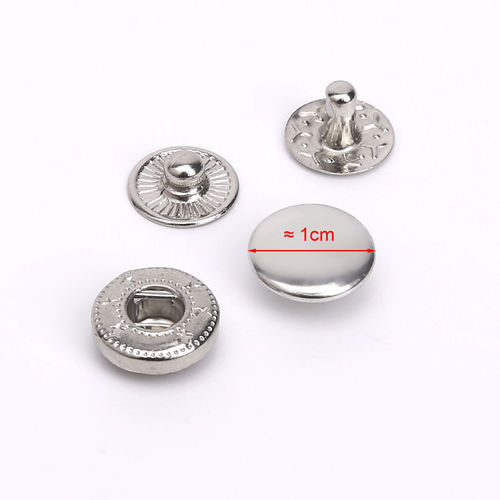 Boutons pression 10 sets métal argent rond 10 mm boutons pression anorak