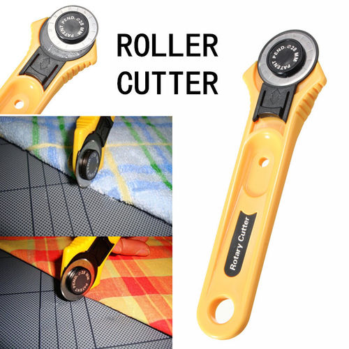 Couteau rotatif découpeur cutter rotary lame circulaire jaune noir 28 mm