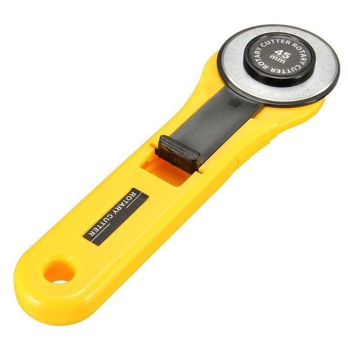 Couteau rotatif découpeur cutter rotary lame circulaire jaune noir 45 mm