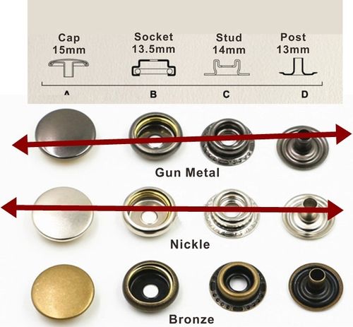 Fermoir bouton attache en fer 15 mm 20 sets métal bronzé boutons pression